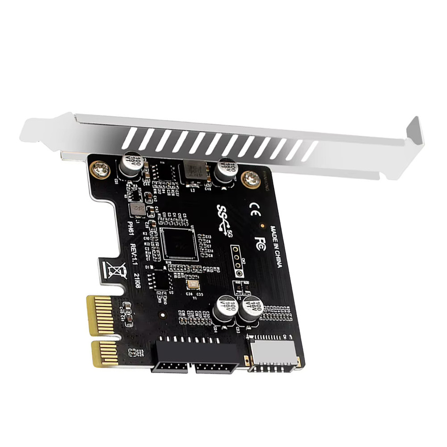 PCI-E zu USB 3.0 Typ C Frontpanel Adapter, 19-polige USB-Erweiterungskarte für PCIE, Schwarz - Bild 2