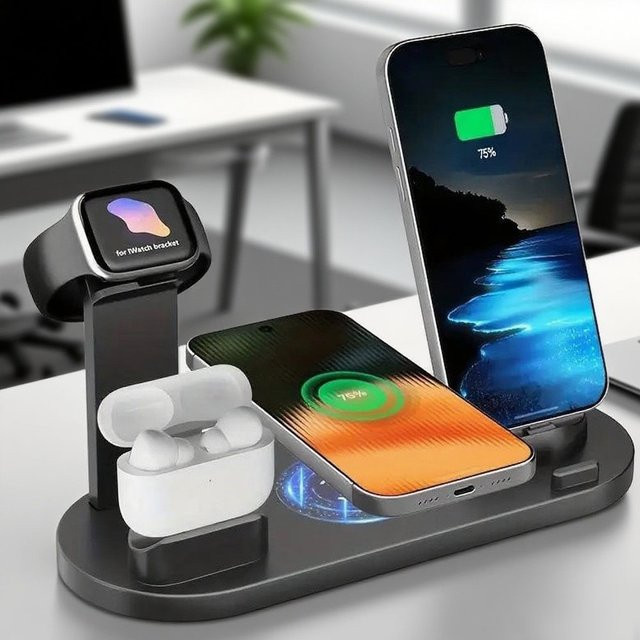 KEPHE Universelle kabellose Ladestation für iPhone und AirPods Pro mit Schnellladefunktion in Schwarz oder Weiß - Bild 1