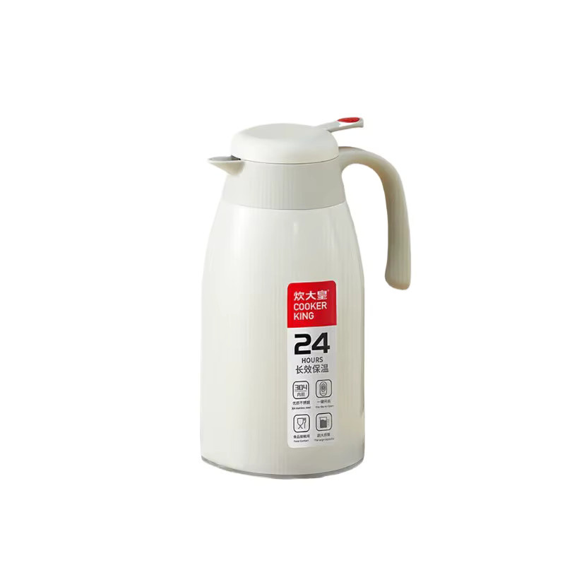 COOKER KING Thermoskanne aus Edelstahl mit 2,2 l Volumen, isolierte Wasserflasche in Pink oder White mit Flip-Verschluss - Bild 2