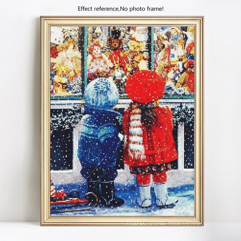 FIYO Diamond Painting Set mit rundem Portrait von Junge und Mädchen in Mehrfarbig, B/H: 30 x 30 cm - Bild 1