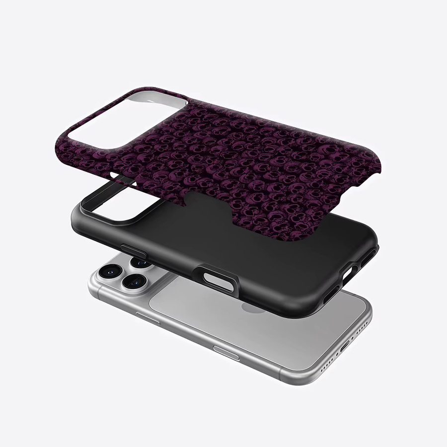 Potdemiel Handyhülle mit Violettem Totenkopf-Schleier Design für iPhone 17 16 15 14 13 Pro Max Plus, robuste doppelschichtige Magnet-Schutzhülle in Violett - Bild 2