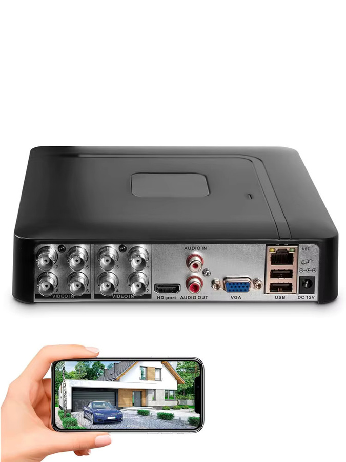 ACDML Mini-CCTV-DVR Überwachungsgerät mit 4 oder 8 Kanälen, 5MP H.265+, unterstützt AHD/TVI/IP-Kameras, Schwarz - Bild 7