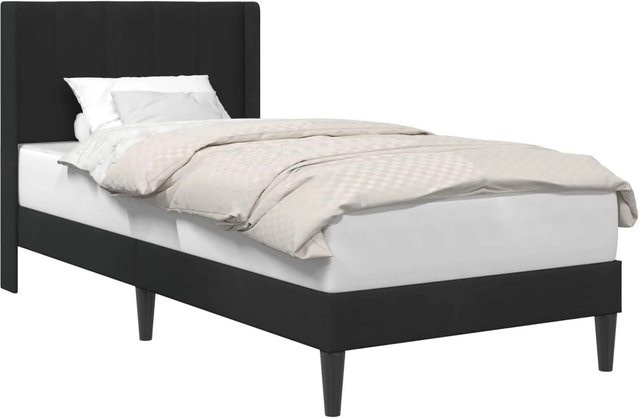 vidaXL Bettrahmen mit Kopfteil aus Samt in Schwarz, B/T/H: 90 x 200 x 102 cm - Bild 1