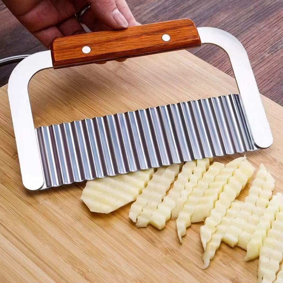 Edelstahl Kartoffel Cutter und Gemüseslicer in Silber für Wellenschnitt von Kartoffeln, Zwiebeln und Chips - Bild 3