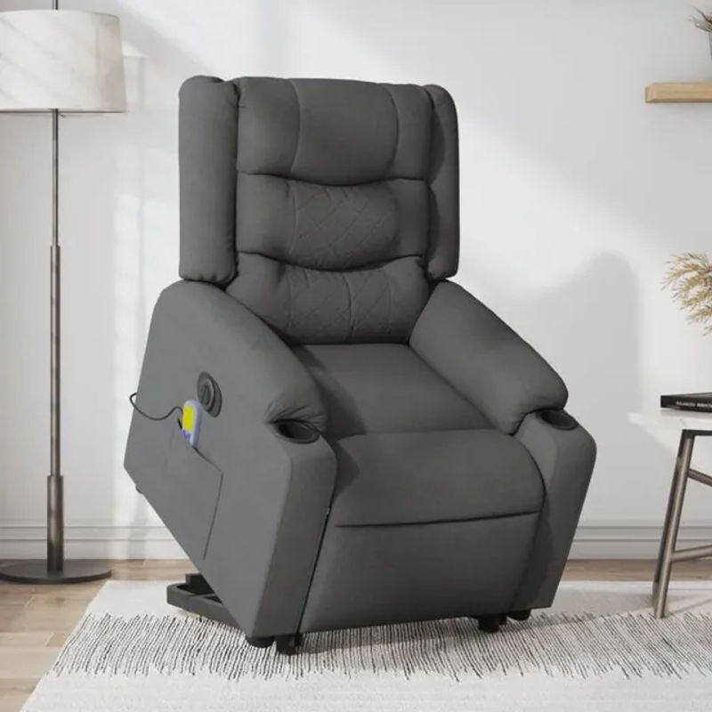Vidaxl Elektrischer Massagesessel mit Aufstehhilfe in Anthrazit Grau aus Stoff und Metall - Bild 1