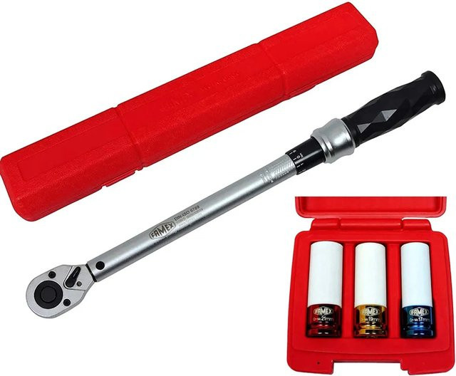 Famex Drehmomentschlüssel-Set 10865-3N mit 1/2 Zoll Antrieb aus Chrom-Molybdänstahl in Rot - Bild 1