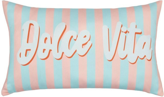 Dekokissen gestreift aus Polyester in Blau und Pink, B/L: 50 x 30 cm - Bild 1