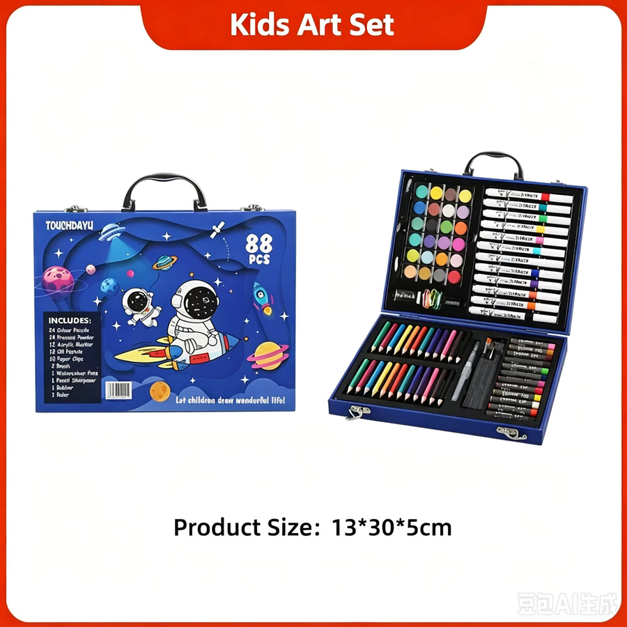 88-teiliges Acryl-Marker Set mit Aquarell-Stiften und Pinseln in Multicolour für Schüler und Studenten inklusive Geschenkbox - Bild 3