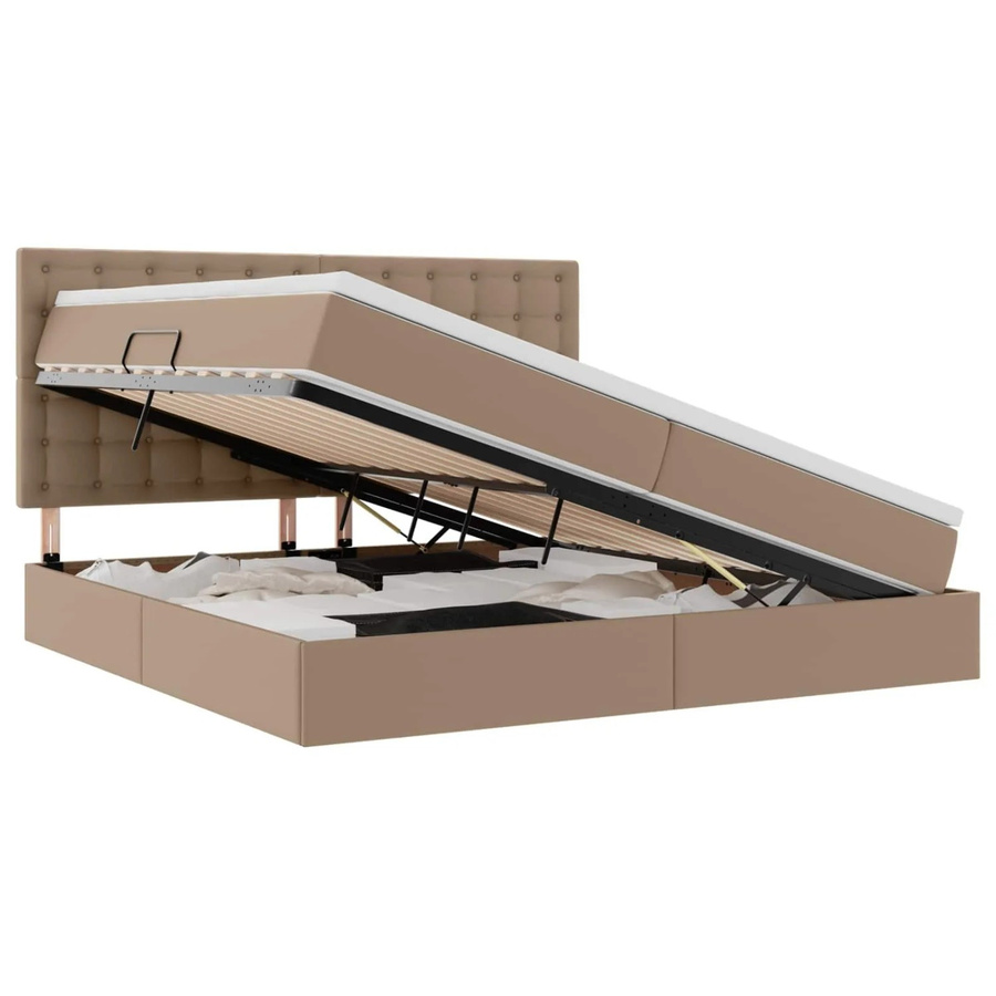vidaXL Bett mit Stauraum und LED in Cappuccino aus Kunstleder, B/T: 200 x 200 cm - Bild 2
