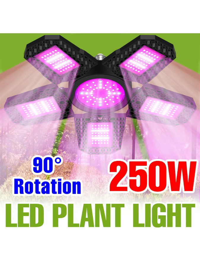 Verformbare LED Vollspektrum Pflanzenlampe mit 250 W, E27 Anschluss, Schwarz, ideal für Indoor-Anbau von Gemüse, Blumen und Hydrokultur - Bild 6