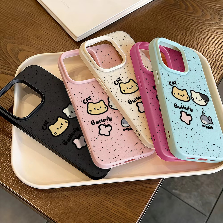 AKABEILA Leder-Silikon-Handyhülle mit Cartoon-Aufdruck für iPhone, stoßfeste Schutzhülle in Grün und Multicolour - Bild 4