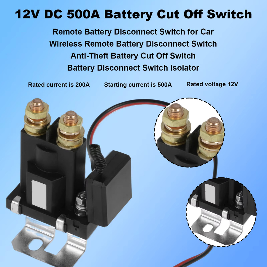 everso Batterieschalter-Relais 12 V mit Dual-Fernbedienung in Schwarz als Diebstahlsicherung und Kill-Schalter für Auto, Boot, Wohnmobil und Van - Bild 2