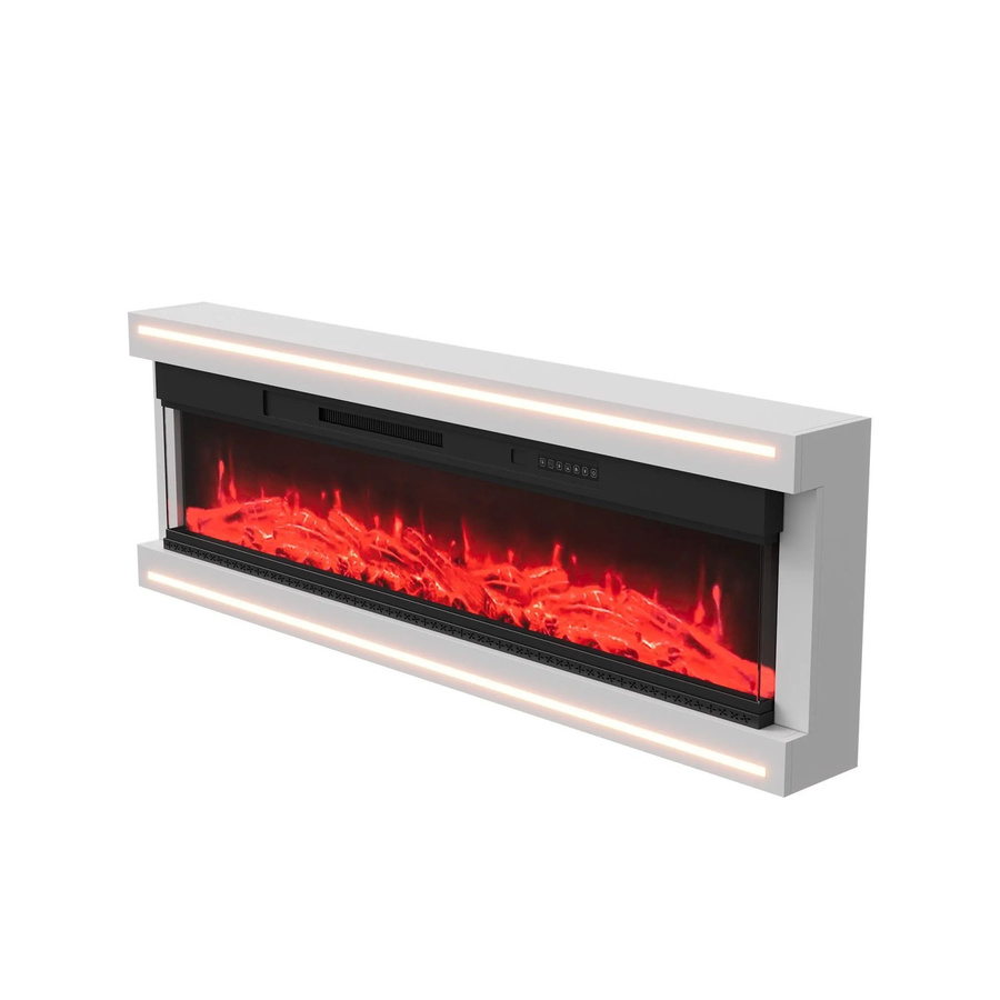 PXloue Elektrokamin Wandkamin in Weiß mit 3D-Flammeneffekt, LED-Beleuchtung, Heizfunktion und Thermostat, B/H/T: 161 x 52 x 17 cm - Bild 2
