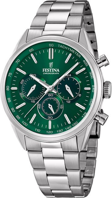 Festina Chronograph, Quarz, Edelstahl, Grün, 44 mm, Herren - Bild 1