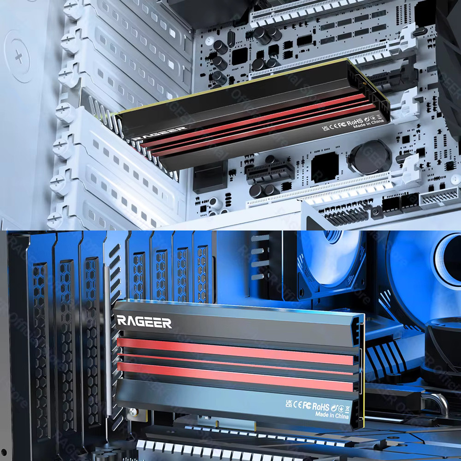 RAGEER PCIe 5.0 x4 zu M.2 NVMe SSD Adapterkarte mit Aluminium-Kühlkörper in Schwarz, kompatibel mit M.2 2280 SSD und PCIe 4.0/3.0 - Bild 6