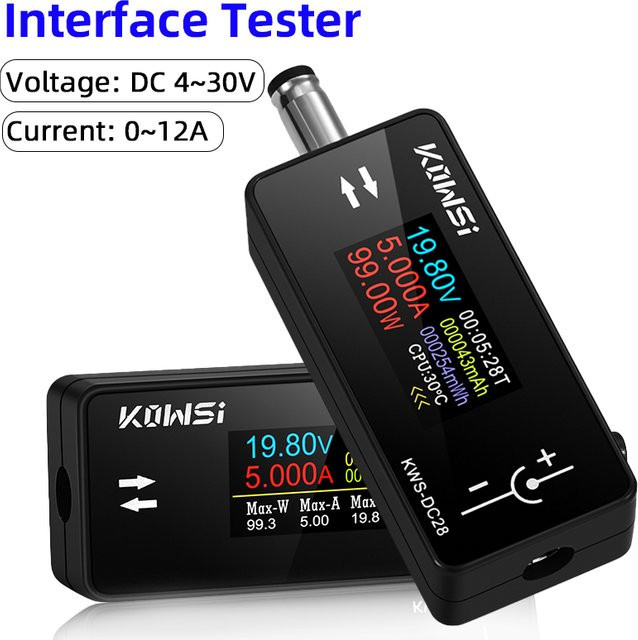 KWS DC28 Schnittstellentester mit 0,96 Zoll TFT HD Digitalanzeige als DC Spannung Amperemeter und Leistungsmesser in Schwarz - Bild 1