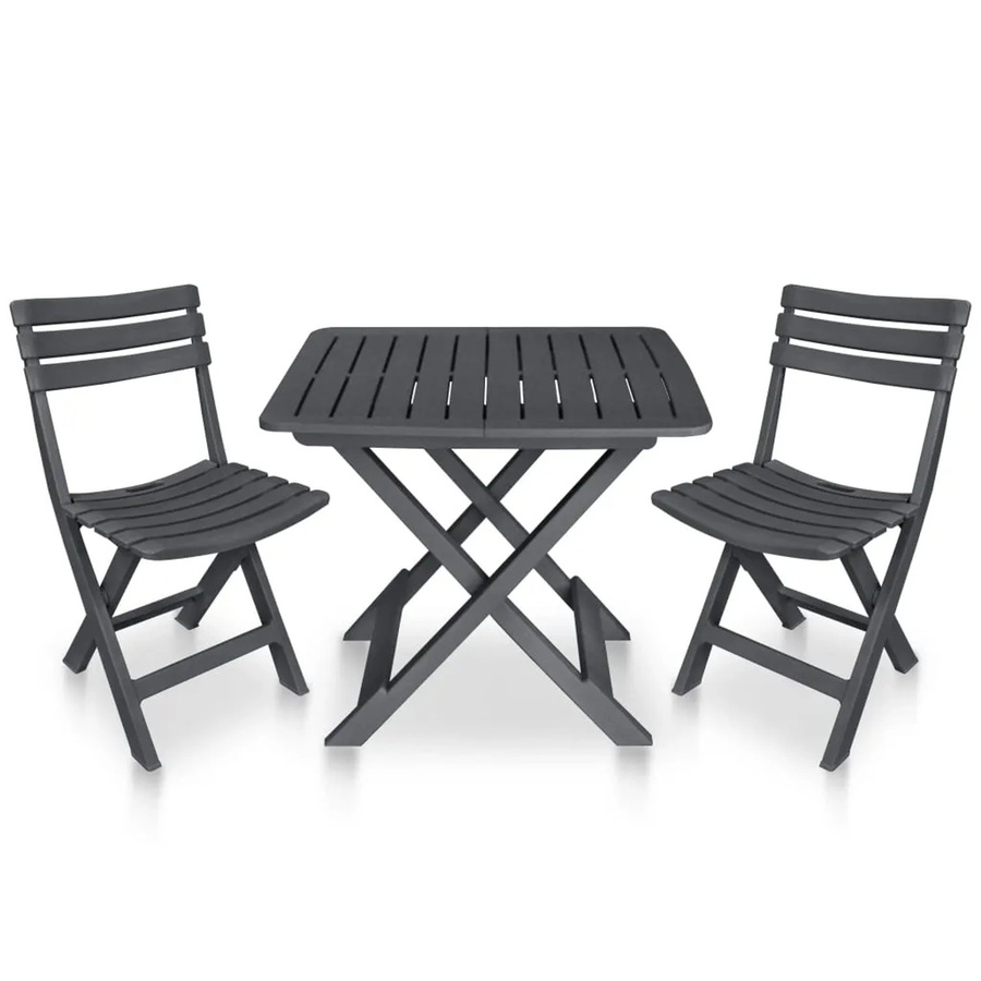vidaXL 3-tlg Bistro-Set aus Kunststoff in Anthrazit klappbar - Bild 2