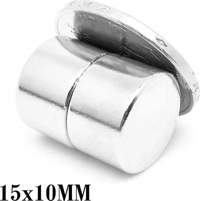 Runde Magnete in Silber für DIY-Projekte und Büro, Durchmesser: 15 mm, Höhe: 10 mm - Bild 1