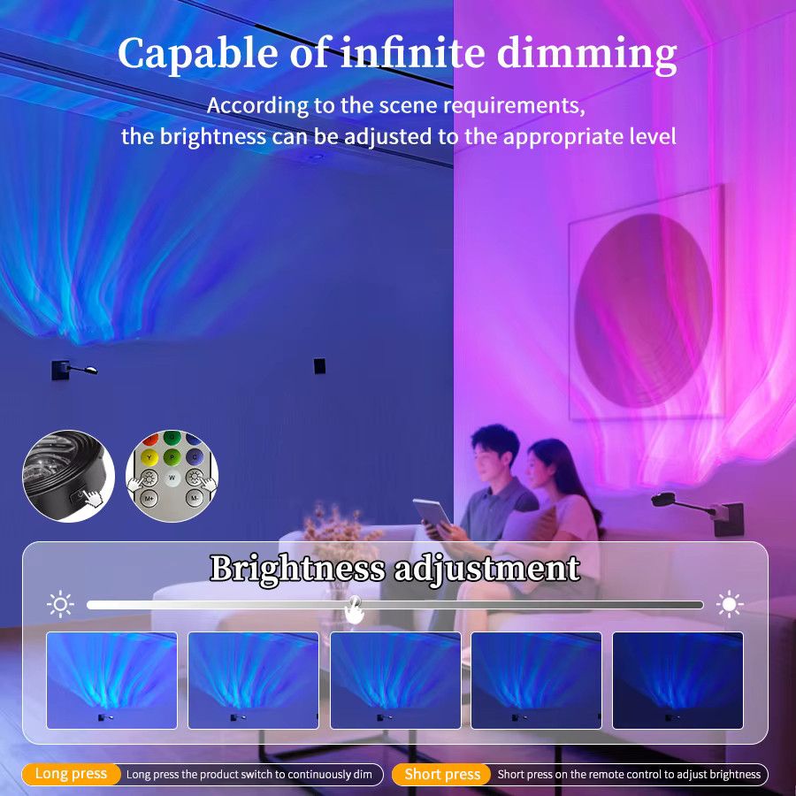AVACOM Aurora Projektionslampe mit Wasserwellen-Effekt, USB-Anschluss, Farbwechsel und Steuerung per Touch oder Fernbedienung zur atmosphärischen Dekoration - Bild 4