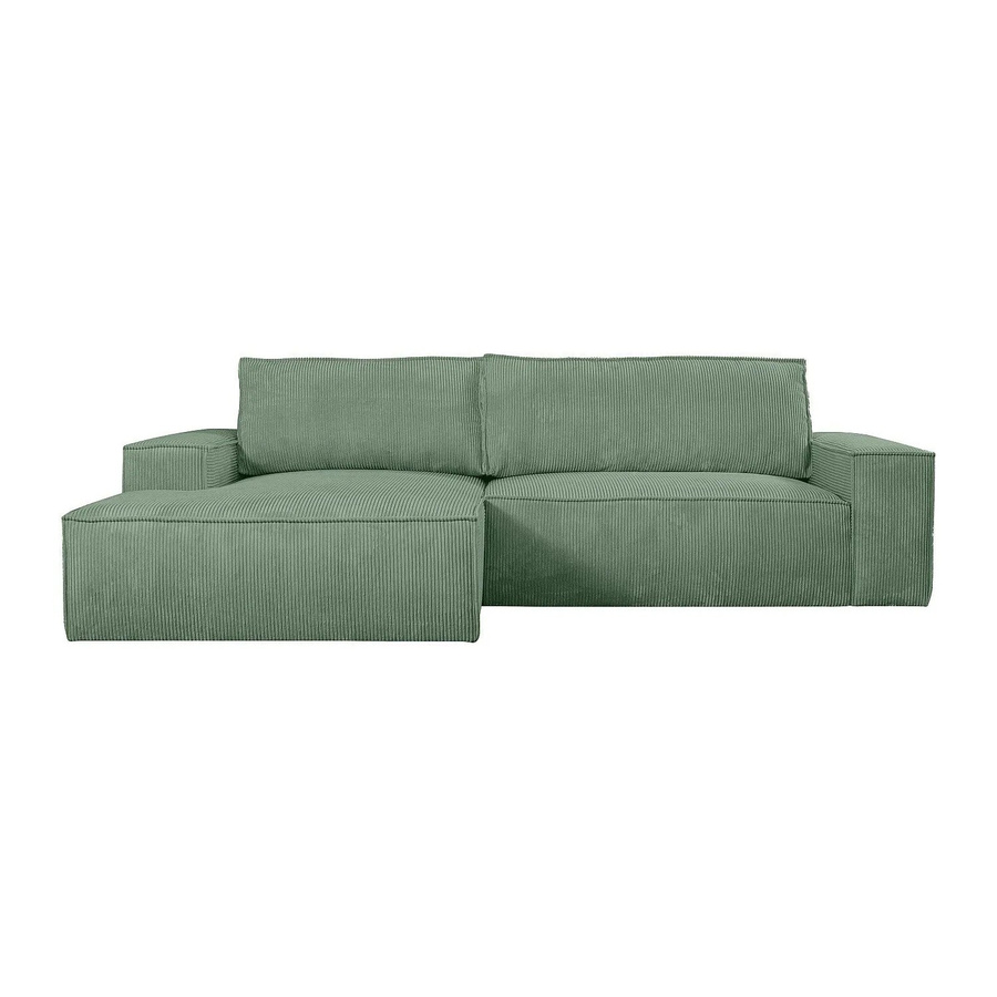 Vente-unique Schlafsofa Amelia in Mandelgrün mit L-Form und Polsterung, Breite: 267 cm - Bild 2
