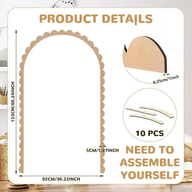 SheyIn Holz Wandbogen Dekor DIY Muschelförmige Bastelverzierungen in Beige für Kinderzimmer und Akzentmöbel - Bild 1