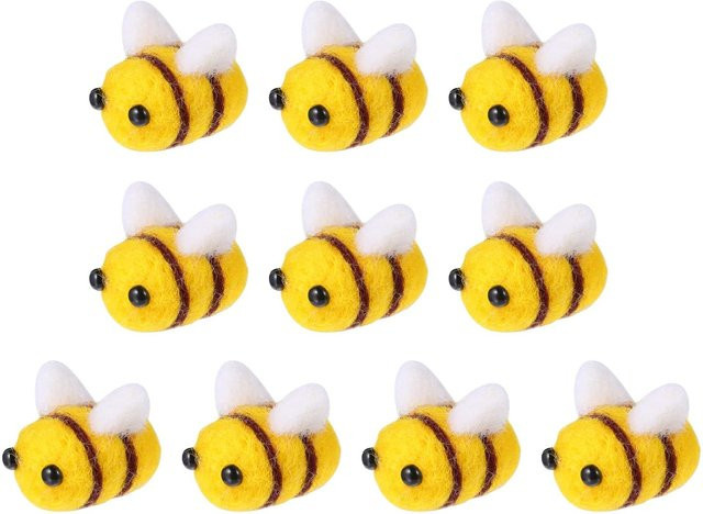 10 Stück Kidsly Filz-Bienen-Dekoration zum Basteln in Gelb, Schwarz, Weiß und Braun - Bild 1