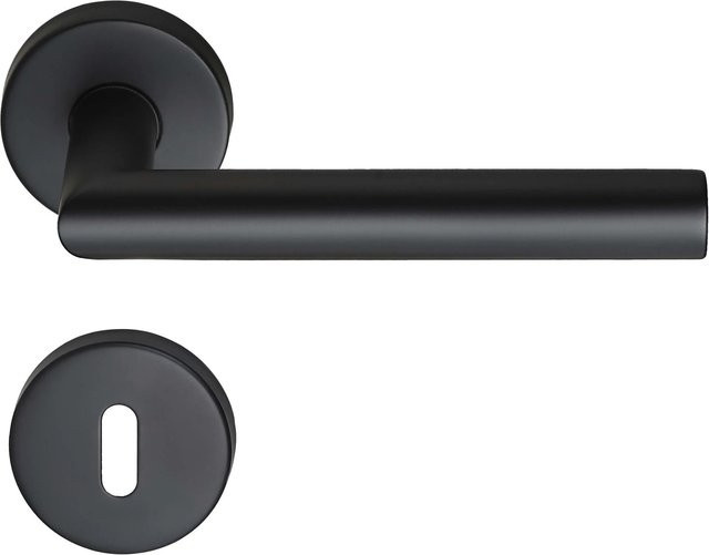 MeinTürgriff Drückergarnitur Toulouse in Schwarz Matt aus Edelstahl mit BB-Funktion, B/H: 160 x 160 mm - Bild 1