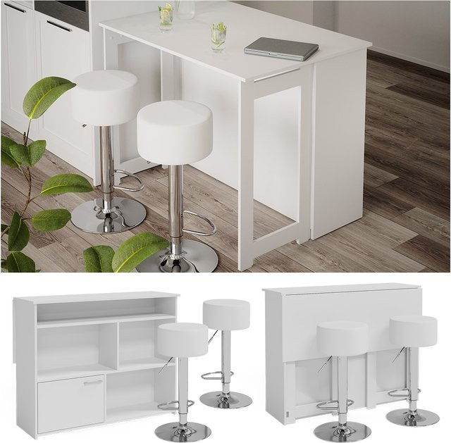 Vicco Bartisch Dominic Weiß mit offenen Fächern und Tür für Esszimmer und Küche B/T: 116 x 37 x 37 cm - Bild 1