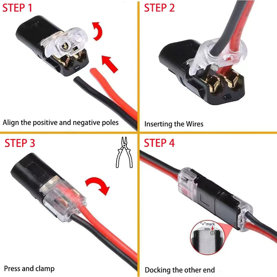 AOKIN Doppeldraht-Steckverbinder mit Verriegelungsschnalle, 2-Pin elektrische LED-Kabelverbinder zum Stecken - Bild 3