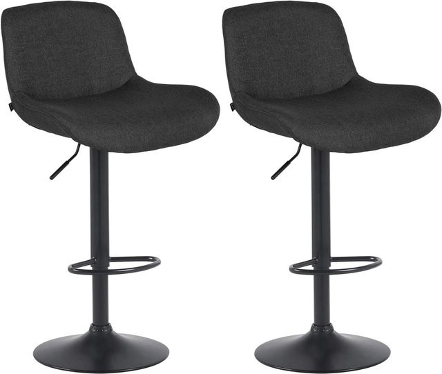 2er Set DELUKE Barhocker PONOR aus Samt in Schwarz, höhenverstellbare Barstühle mit Lehne und 360 Grad Drehsitz, B/T/H: 50 x 50 x 85 cm - Bild 1