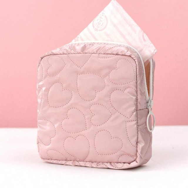 Kosmetik-Kulturbeutel aus Cord, rosa, quadratisch - Bild 1