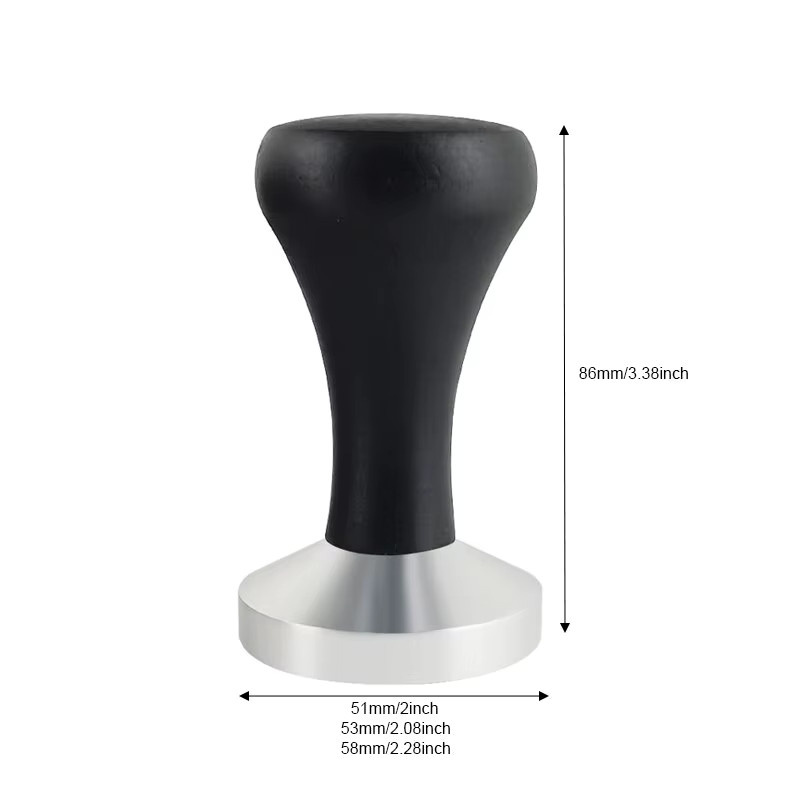 XINGZHAOHOME Espresso Verteiler und Tamper mit schwarzem Holzgriff aus Edelstahl für 51mm, 53mm oder 58mm Siebe - Bild 5