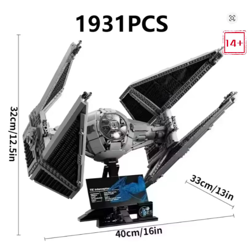 Hot Toys Star Wars TIE Interceptor Modell, Baustein-Set, 1931 Teile, ab 14 Jahren - Bild 2