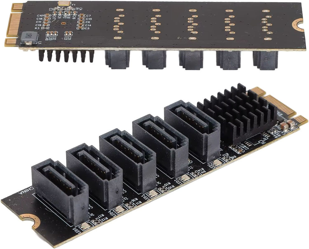 T.F.SKYWINDINTL M.2 NVMe auf 6 Port SATA 3.0 Adapter Karte ASM1166 RAID Controller in Schwarz - Bild 2