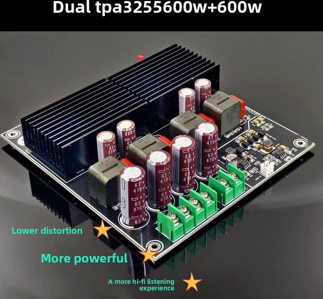 MLHJ SAMP-200 Dual Core TPA3255 Hi-Fi 2-Kanal-Verstärkerplatine in Schwarz mit 600 W + 600 W - Bild 1