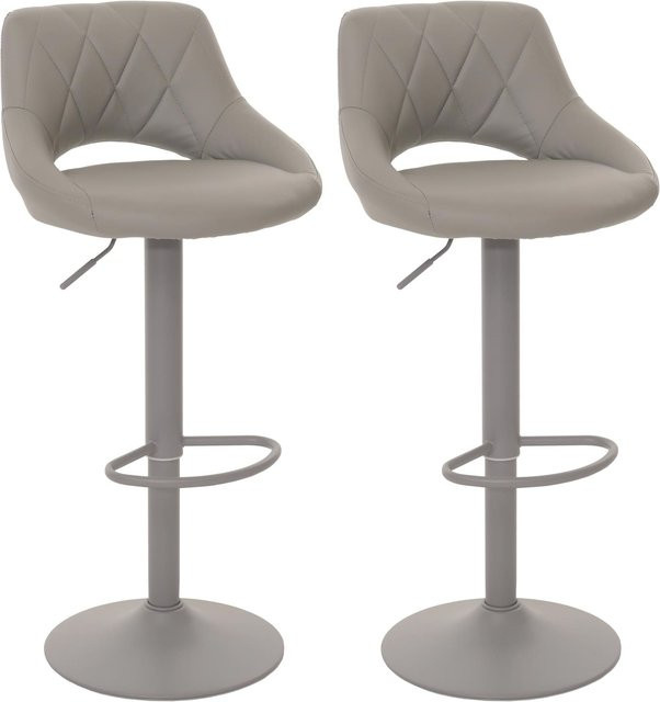 2er-Set Barhocker MCW N64 Grau aus Kunstleder und Metall mit drehbarer Sitzfläche und Fußablage - Bild 1