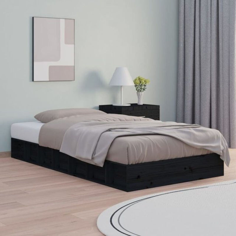 Massivholzbett aus Kiefer von vidaxl in Schwarz, B/T: 75 x 190 cm - Bild 1