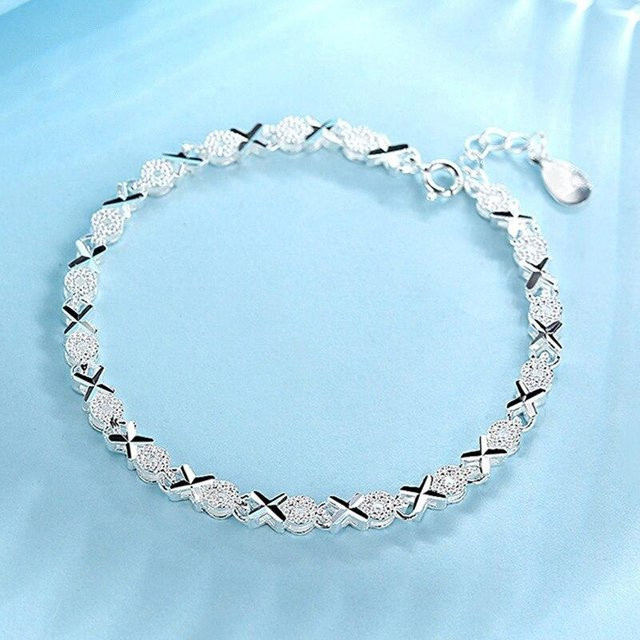 Armband Kreuz Charme, Messing, Weiß, Kristall, Damen - Bild 1
