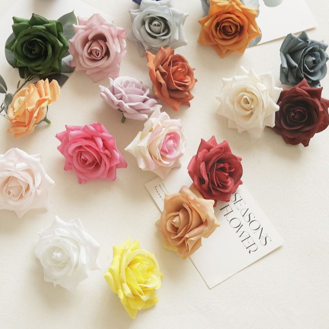 10 Stück Künstliche Rosenblüten aus Textil in Grün, Durchmesser: 6 cm, ideal für DIY-Geschenkboxen, Scrapbook und Hochzeitsdekorationen - Bild 1