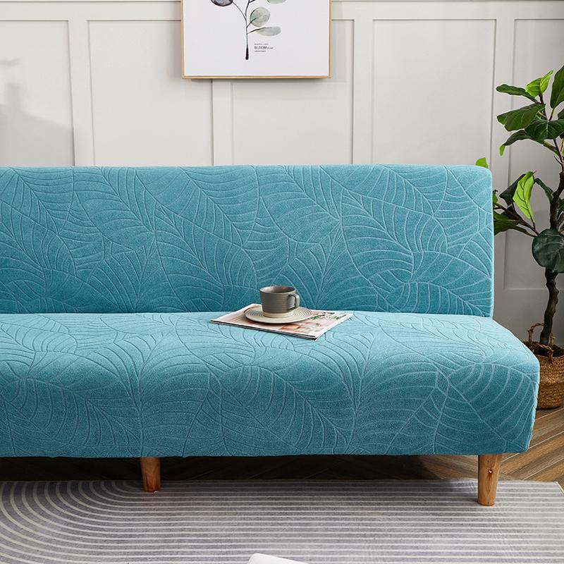 Stretch-Sofabezug aus Spandex-Jacquard mit Blattmuster, elastisch und wasserabweisend, für armlose Sofas, Farbe: Lichtgrau, Breite: 160-185 cm - Bild 1