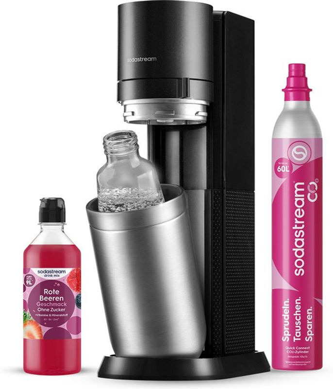SodaStream Wassersprudler DUO in Titan mit Rote Beeren Zero Sirup, 1x 1l Glasflasche, 1x 1l Kunststoffflasche und Quick-Connect CO2-Zylinder - Bild 2