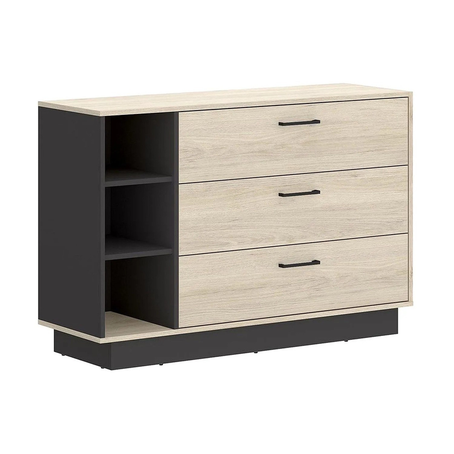 Kommode Leandre von Vente-unique in Anthrazitgrau und Naturfarben Hell, Breite: 118,5 cm - Bild 2