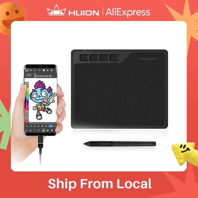 GAOMON S620 Digitales Grafiktablett in Schwarz, 6,5 x 4 Zoll, kompatibel mit Android, Windows und Mac OS - Bild 1