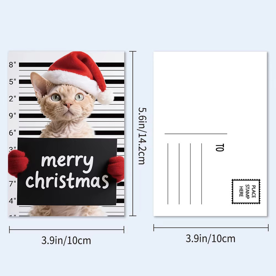 32 Stück Weihnachtskarten mit Katzenmotiven in Multicolor aus hochwertigem Papier - Bild 2