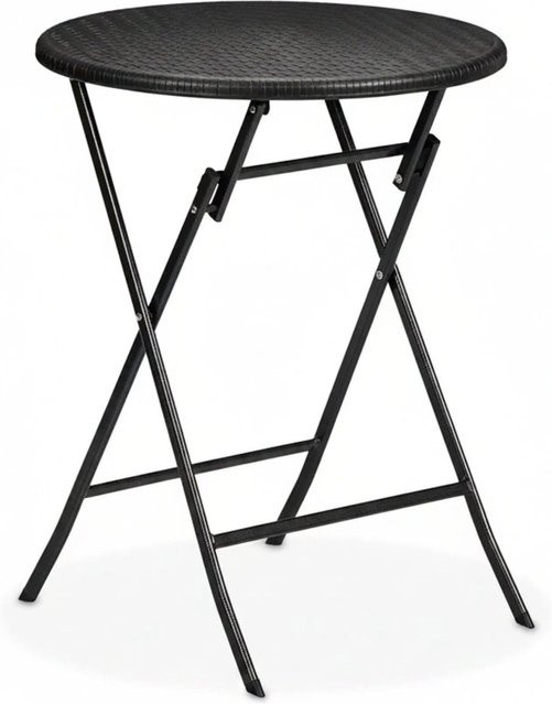 Relaxdays Gartentisch in Rattanoptik aus Kunststoff und Stahl, Schwarz, B/T: 75 x 60 cm, klappbar - Bild 1