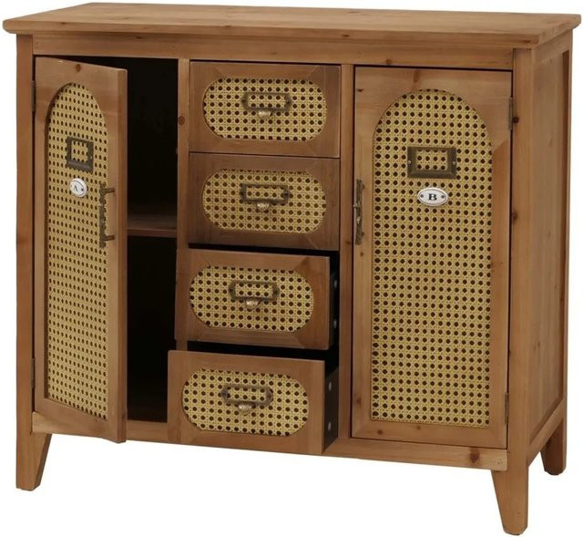 Apothekerkommode MCW O63 in Vintage Rattanoptik, Farbe Braun, B/T/H: 80 x 40 x 91 cm - Bild 2