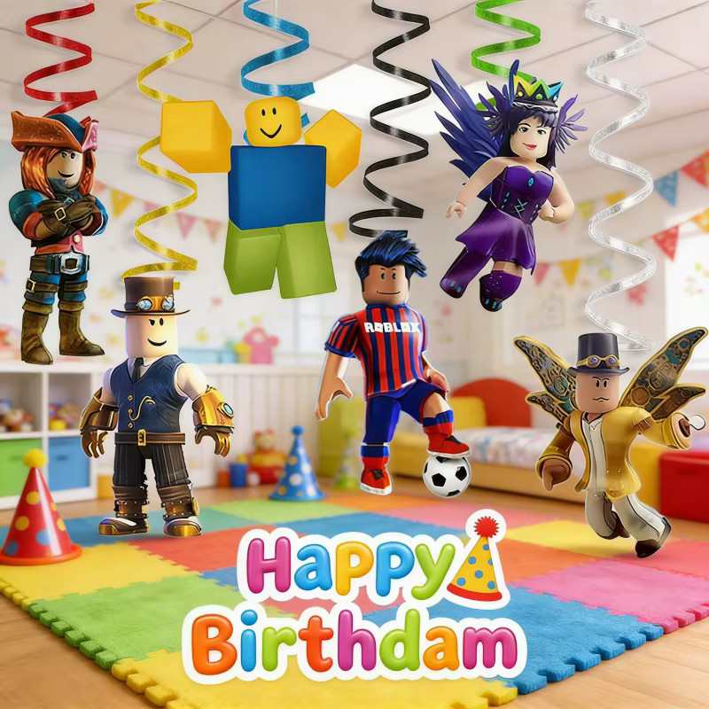 Robloxed Party-Deckendekoration 6 Stück Hängende Spiralen in Multicolor für Geburtstagsfeiern - Bild 4