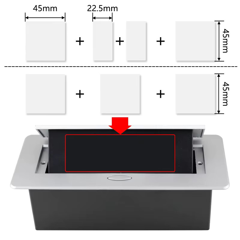 Rewnssin DIY Pop-up Desktop-Steckdose mit universellem Standardmodul in Schwarz - Bild 3