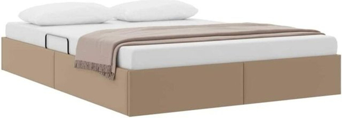 Polsterbett vidaXL mit Aufbewahrung aus Kunstleder in Braun und Beige, B/T/H: 140 x 200 x 23,5 cm - Bild 1