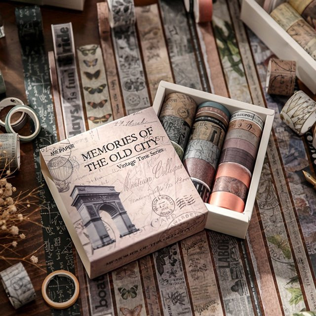 20 Rollen Washi Tape im Retro-Design mit verschiedenen Mustern in Grau und Multicolour für DIY-Sammelalben und Dekorationen - Bild 1